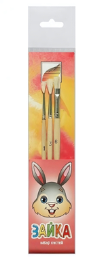 Набор кистей Коза круглые №1,3 плоская №6 "Зайка" (Альбатрос)