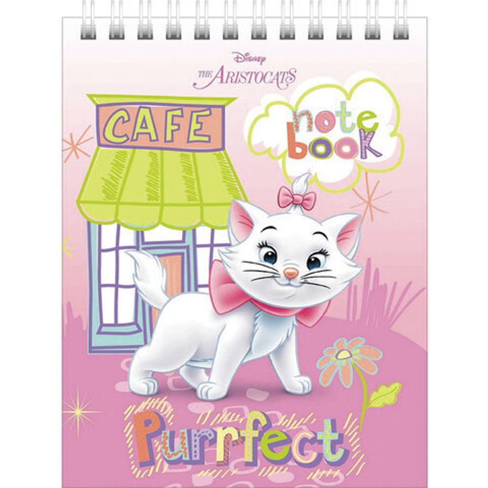 Блокнот МАЛЫЙ ФОРМАТ (110х145 мм), А6, 40 л., гребень, картон, клетка, HATBER, "Кошечка Мари", 40Б6В1гр