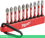 Набор бит Milwaukee Shockwave 10шт в держателе с карабином №2 (4932492939)
