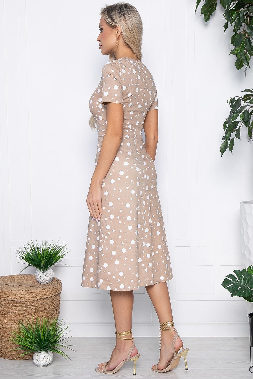 Платье Кокетливая (беж/горох) П10845 LT Collection