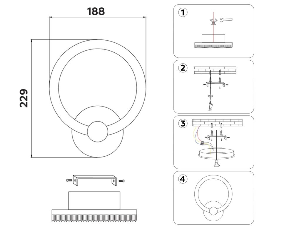 Ambrella Светодиодный настенный светильник с выключателем на корпусе Original FA3849