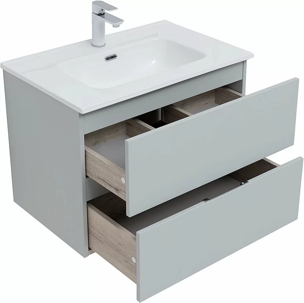 Тумба с раковиной Aquanet Алвита New 303907 70 серый