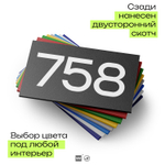 Номер на дверь 758, табличка на дверь для офиса, квартиры, кабинета, аудитории, склада, черная 120х70 мм, Айдентика Технолоджи