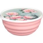 Миска "Latina" 2,1л с крышкой с декором "Сад пионов" (розовый)