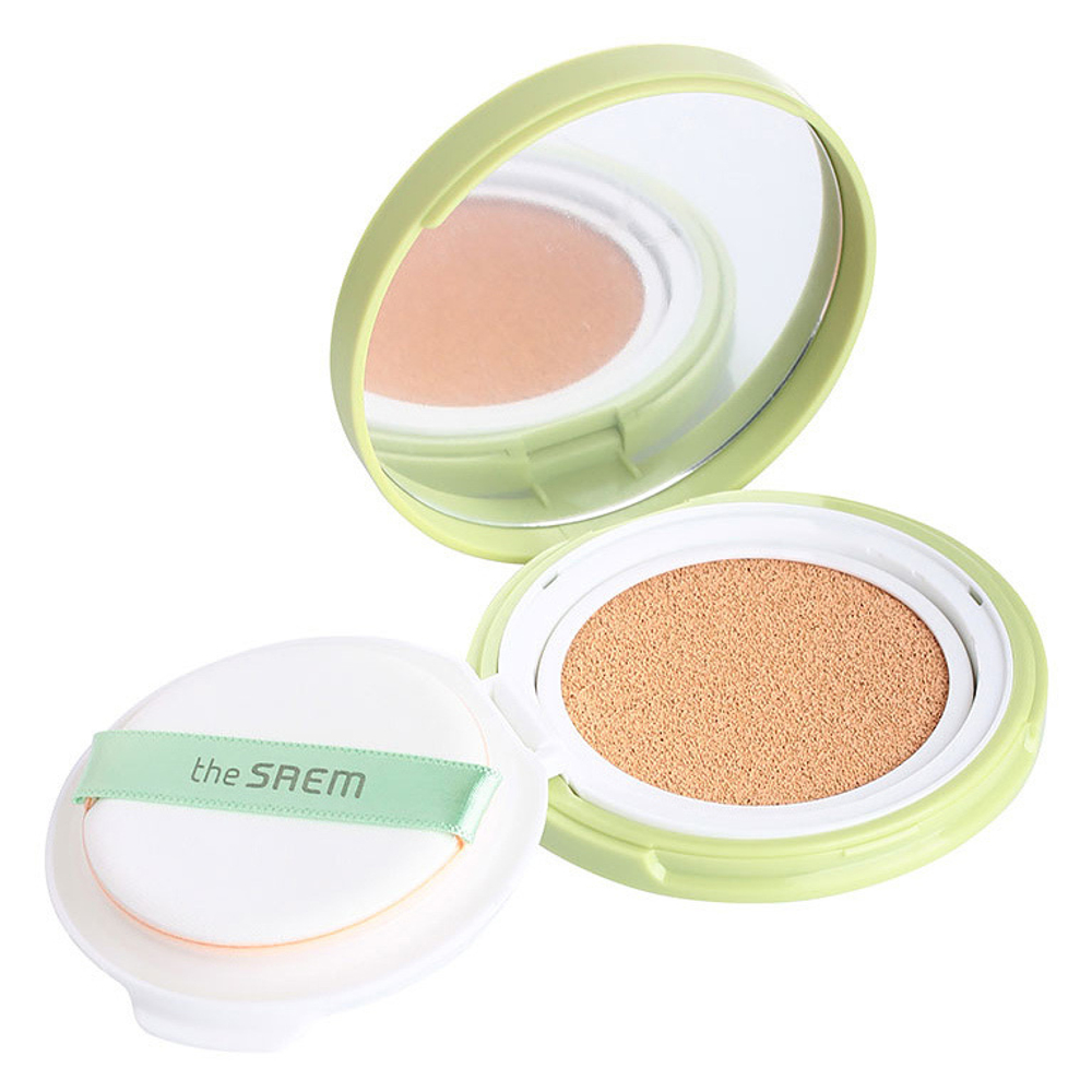 The Saem Jeju Fresh Aloe Cooling Cushion Natural Beige SPF50+ PA+++ освежающий солнцезащитный кушон с алоэ