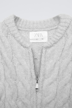ZARA КАРДИГАН С ЗАСТЕЖКОЙ-МОЛНИЕЙ, ЖЕМЧУЖНО-СЕРЫЙ
