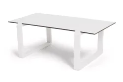 "Варадеро" журнальный стол из HPL 110х60 H43, каркас алюминий белый муар, цвет столешницы "молочный"