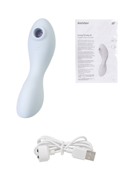 Вакуумный стимулятор клитора Satisfyer Curvy Trinity 5+, голубой