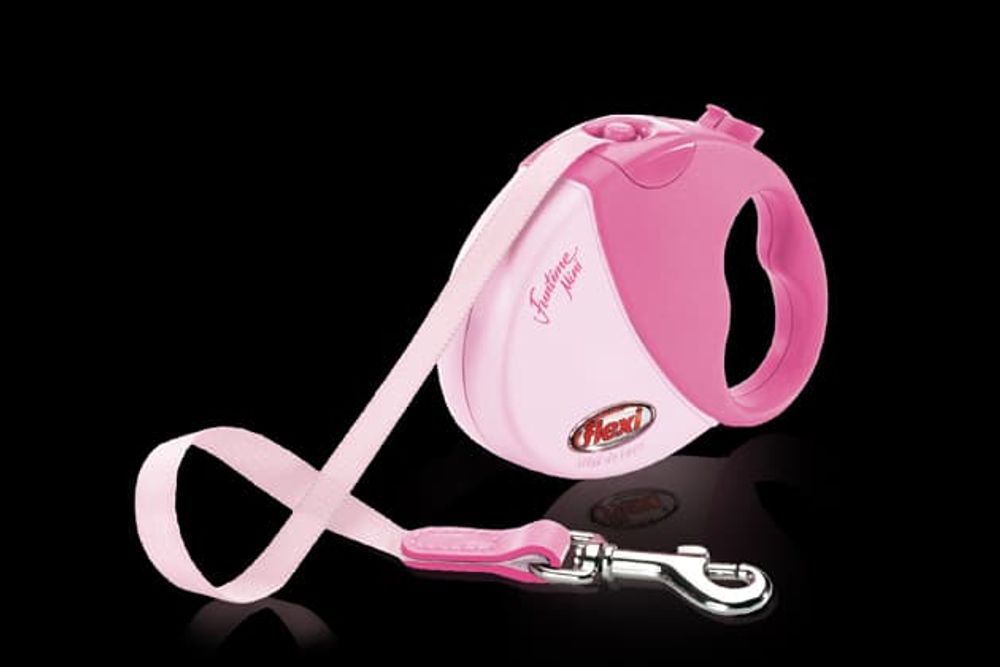 FLEXI рулетка Funtime Mini (до 12 кг) с прорезиненной ручкой ремень 3 м розовая