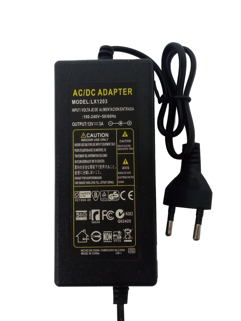 Адаптер питания LX-1203BIG (12v/3А) штекер 5.5мм. Lian Xing