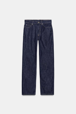 ZARA ДЖИНСЫ ZW COLLECTION ПРЯМОГО КРОЯ С ВЫСОКОЙ ПОСАДКОЙ, СИНИЙ