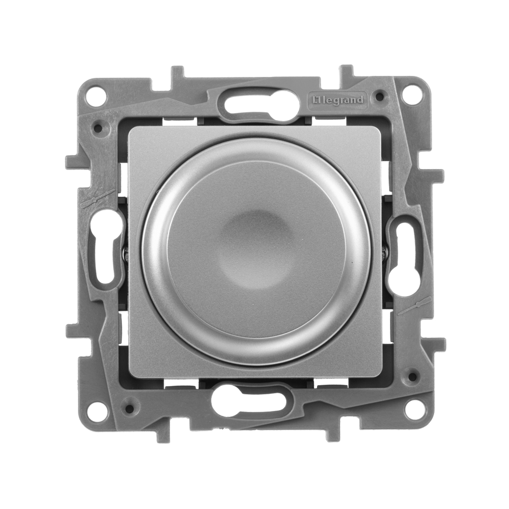 Диммер поворотно-нажимной универсальный LED 300Вт без нейтрали - алюминий ETIKA Legrand