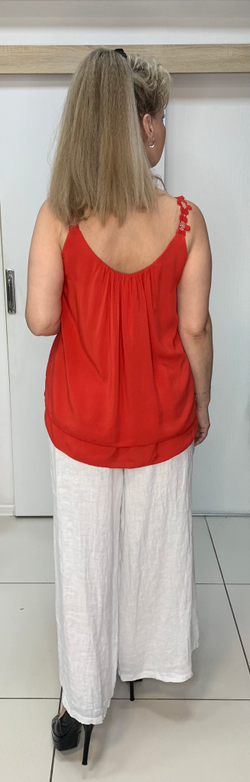 Нарядный двойной топ с вязанными бретельками