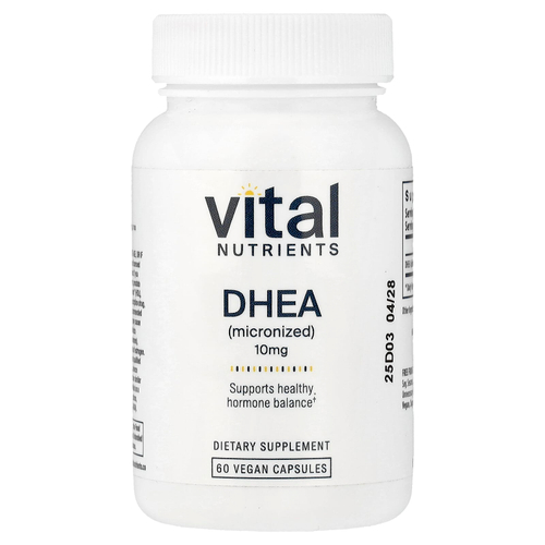 Vital Nutrients, ДГЭА (микронизированный), 10 мг, 60 веганских капсул