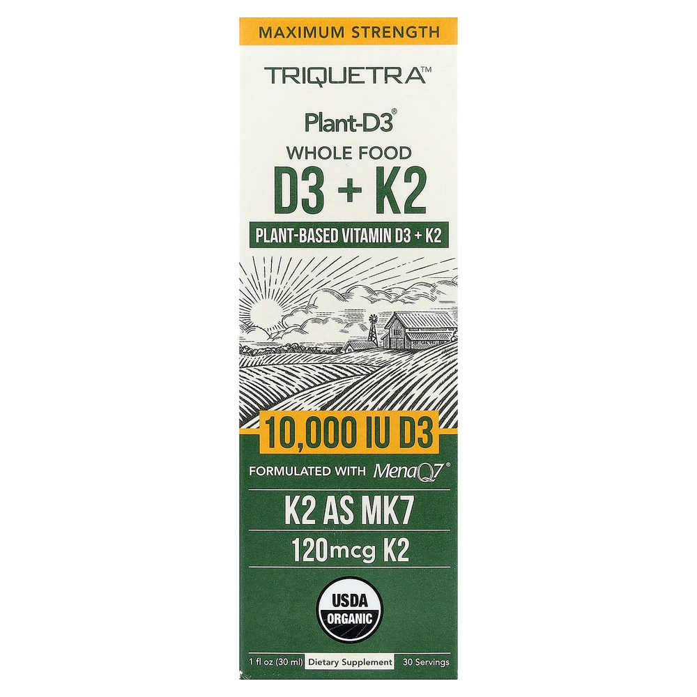 Triquetra Health, Plant-D3®, цельнопищевые витамины D3 и K2, 30 мл (1 жидк. унция)