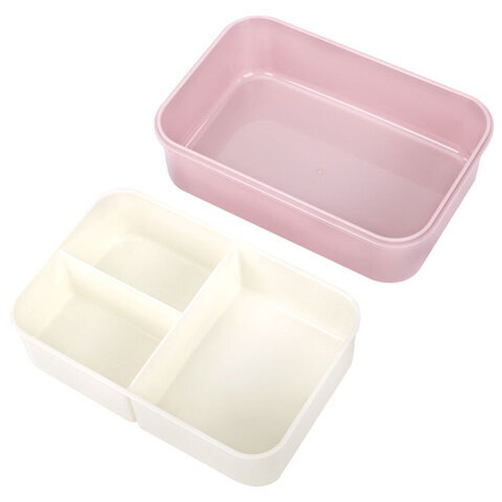 Ланч-бокс контейнер, 2 секции, 3+1 отделения, 1,4 л, ложка, вилка, 7х21х14 см, розовый, JOYLUX (ДЖОЙЛЮКС), 609348