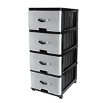 Комод 4 ящика "Панельный" 400*500*985 на колесиках, цвет черный-белый