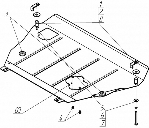 Защита стальная 2 мм Д, КПП Toyota Rav 4 MOTODOR.02552