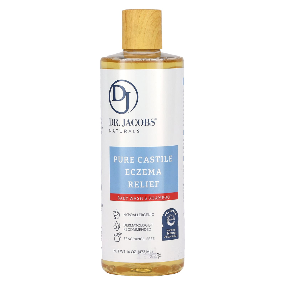 Dr. Jacobs Naturals, Pure Castile Eczema Relief, детский шампунь и гель для душа, без отдушек, 473 мл (16 унций)