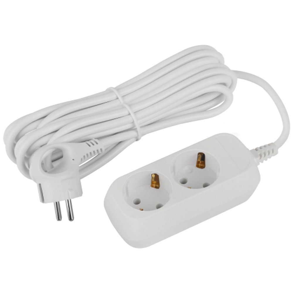 Удлинитель электрический ЭРА UDL-16-250-E Greenline 2 розетки с заземлением 5м ПВС 3x1мм2 | Бытовые удлинители