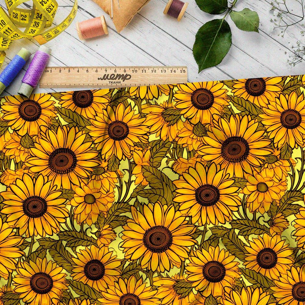 Ткань Ниагара Софт поле подсолнухов