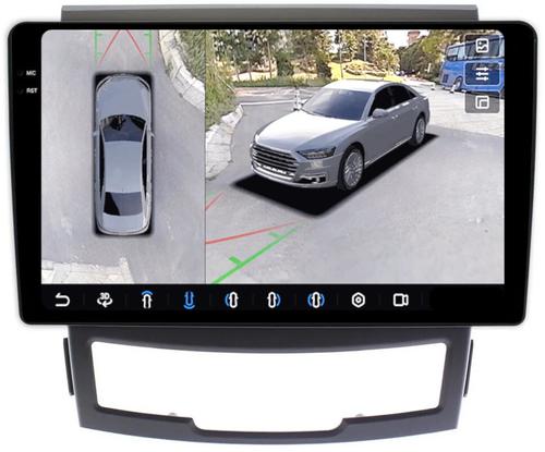 Магнитола для SsangYong Actyon 2 2011-2013 - FarCar BX159M-360 монитор 9.5" 2K QLED на Android 13, Быстрая, CarPlay, 4G SIM-слот, 4 камеры в комплекте