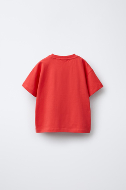 ZARA ФУТБОЛКА С ПРИНТОМ В СТИЛЕ ПРЕППИ, КРАСНЫЙ