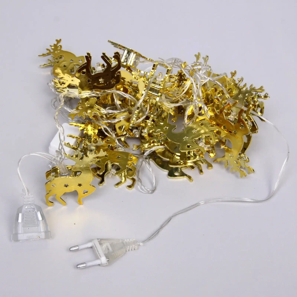 Гирлянда для дома «Золотой олень» 4м 20 ламп LED, 6*4 см прозр.пров.,1 реж, IP-20, Теплый белый (возможность соединения)