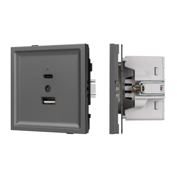 Механизм USB розетки SCT-TENDO-MUAC-SFPL-GR (5V, 3A, QC3) Arlight 054538