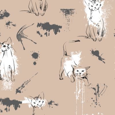 Котики и кляксы на бежевом