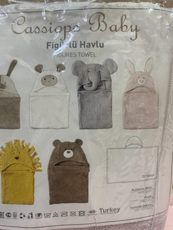 Полотенце-уголок детское Cassiope произ-во Турция серый слоник размер 70/105 см