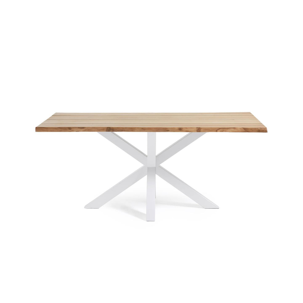 Argo Стол с дубовым шпоном натурального цвета и стальными ножками с белой отделкой 160 x 90 см