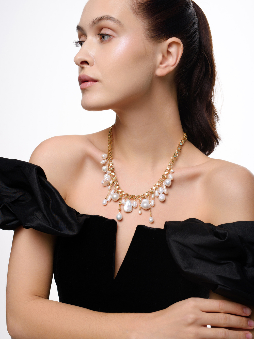 Колье "Pearl cluster" Gold