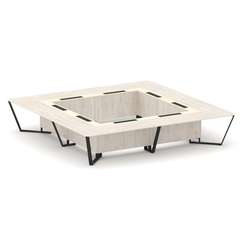 Steel Meet Стол переговорный квадратный KM-PR.B.SP-20K2 Денвер Светлый/Ваниль Глянец/Металл Черный 4