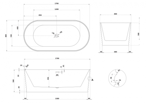 Ванна из искусственного камня ABBER Stein AS9650 белая матовая