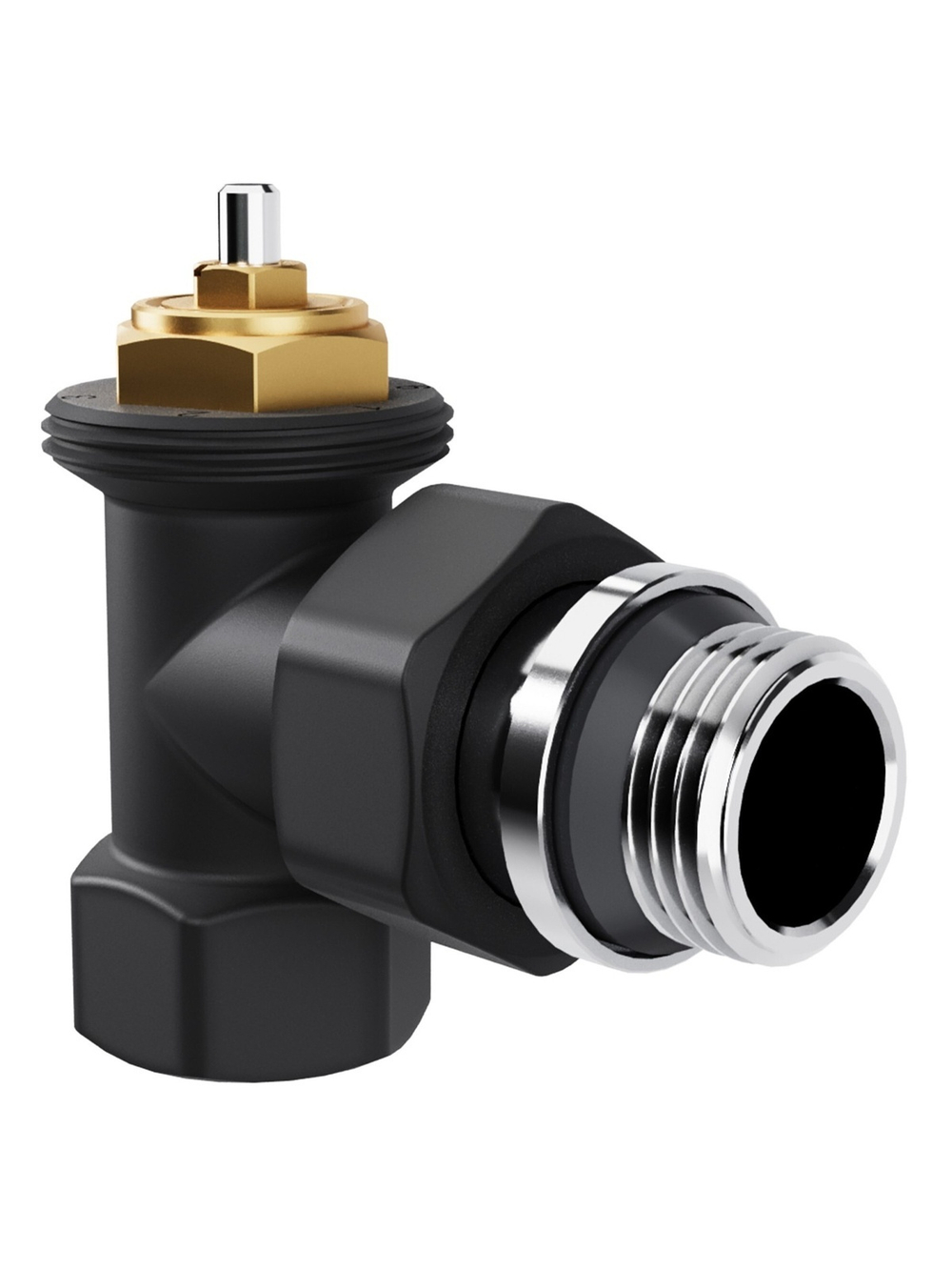 Набор термостатический угловой Royal Thermo Design 1/2"М30х1,5 (Черный)