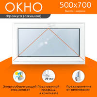 Пластиковое окно 500 х 700 фрамуга (форточка) ТермА Эко