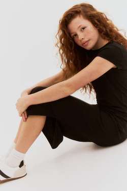 H&M Комплект из эластичного трикотажного топа и юбки, черный