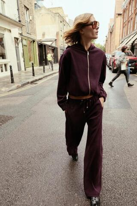 ZARA БРЮКИ WIDE LEG, БУРГУНДИ