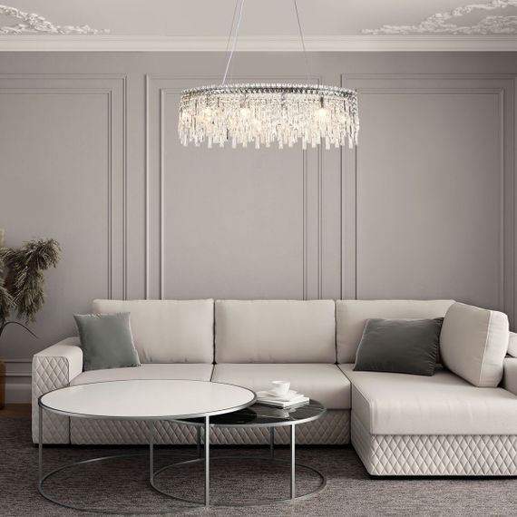 Подвесная люстра Eurosvet Blitz 60159/10 хром/ прозрачный хрусталь Strotskis Smart