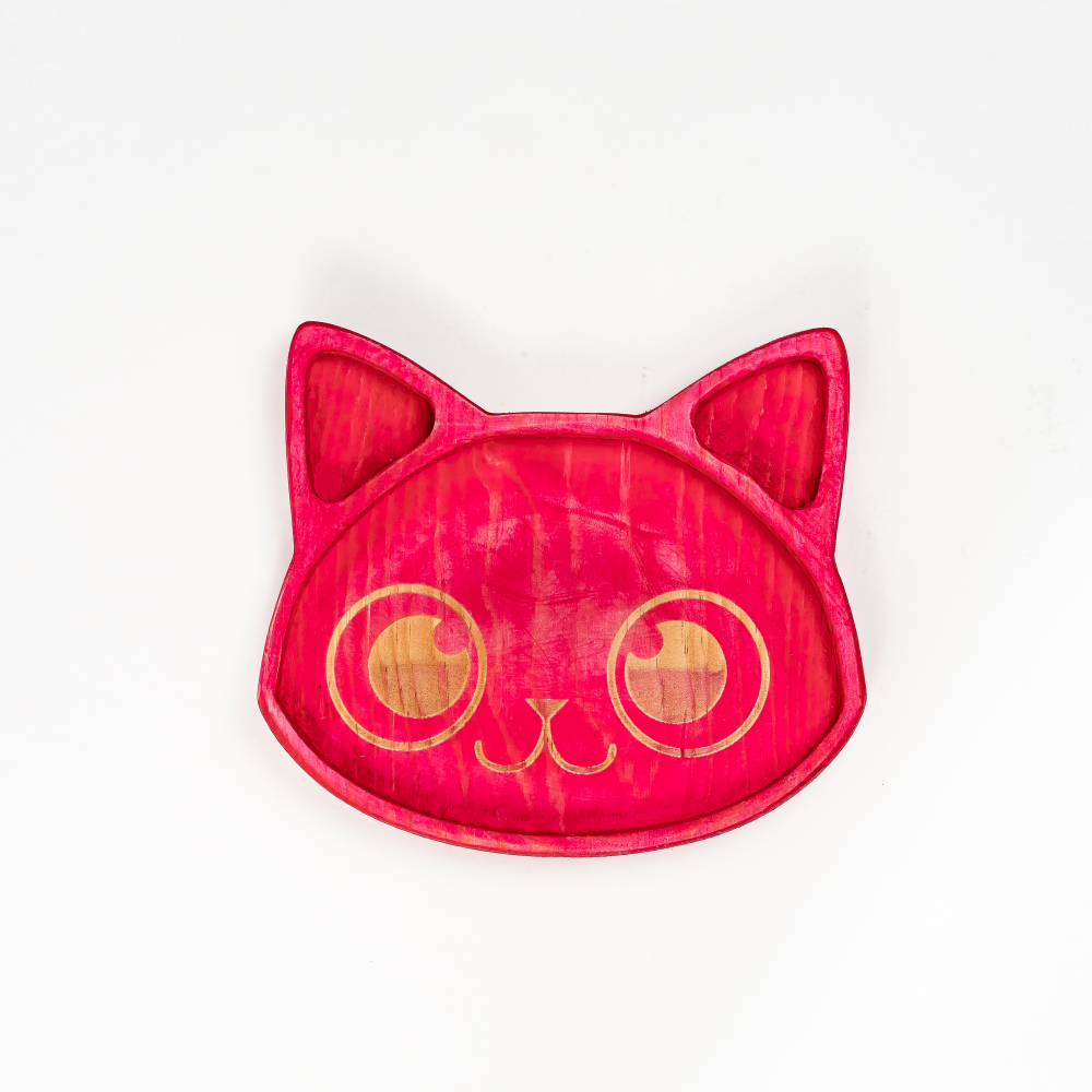 Менажница деревянная из сибирского кедра для подачи блюд и закусок с гравировкой "КОШКА". MG120