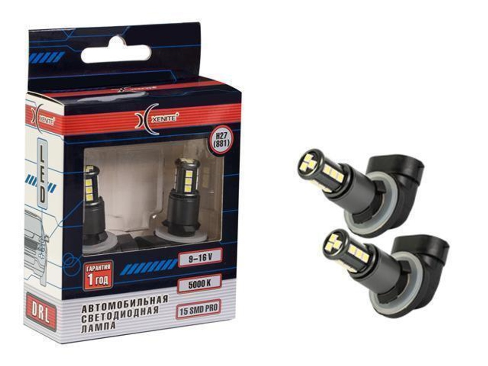 Лампа светодиодная H27 (881) 9-16 В BS7811 5000К 15 SMD белый 2 шт. Xenite