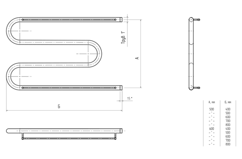 Полотенцесушитель ТРУГОР М 60*60 1" ПОЛКА