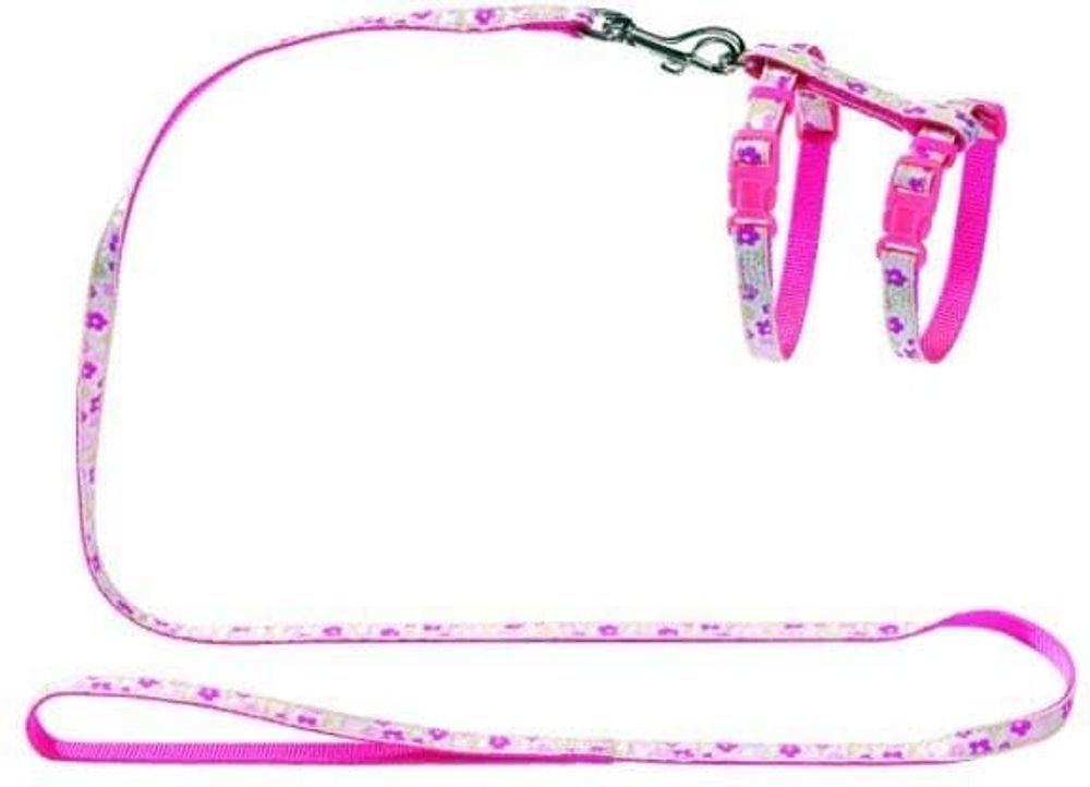 Hunter шлейка для кошек и собак Retro Flower нейлон розовая