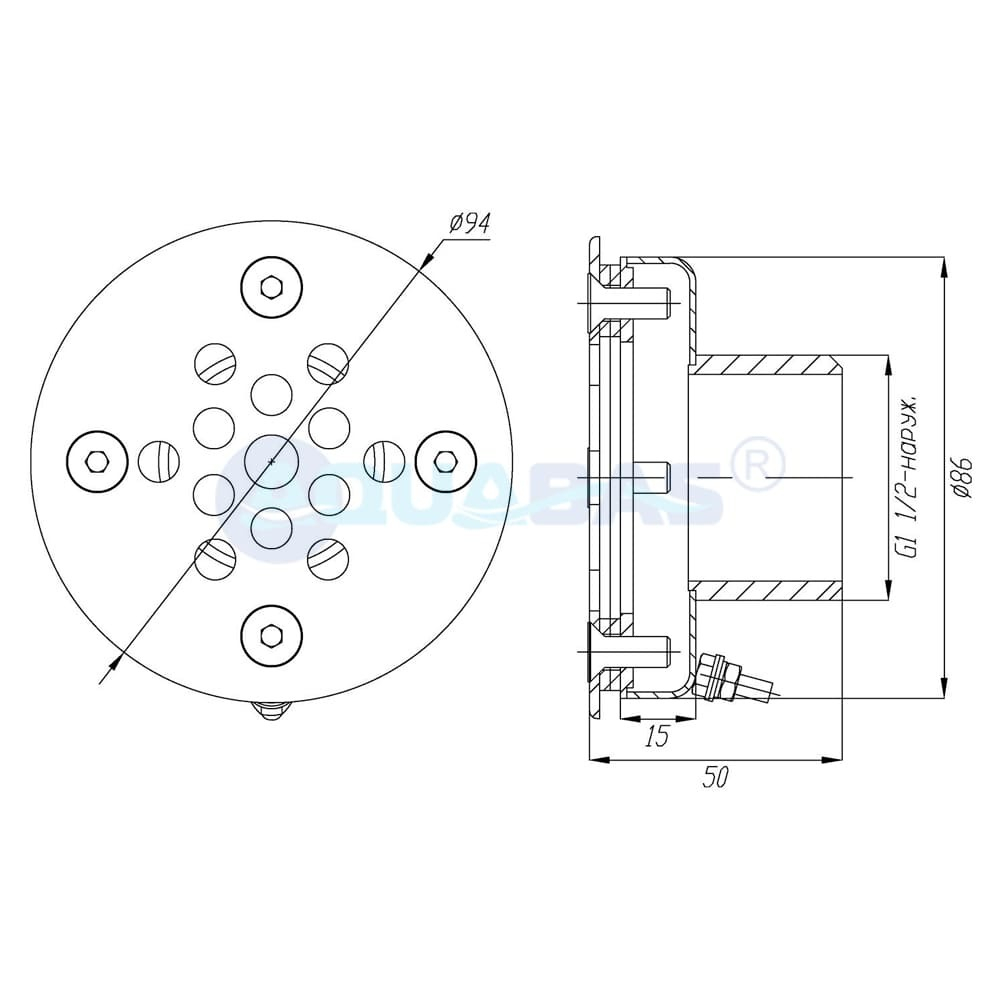 ФП.091.2 Форсунка донная Н200 д.90 1,5" (наружн.) пленка