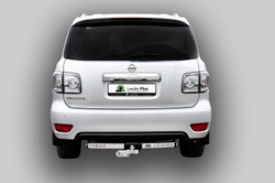 Фаркоп Лидер-Плюс для NISSAN PATROL (Y62) (внедорожник) 2010-(С НЕРЖАВЕЮЩЕЙ ПЛАСТИНОЙ) с электрикой (Smart) и сертифкатом в комплекте арт.(N124-F(N))