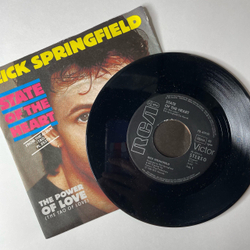 Винтажная виниловая пластинка 7 дюймов (маленькая пластинка) Rick Springfield State Of The Heart (Германия 1985)