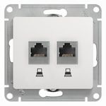 Schneider Electric Glossa Белый Розетка 2-местная компьютерная RJ45+RJ45, категория 5E, механизм IP20 скрытая установка GSL000185KK