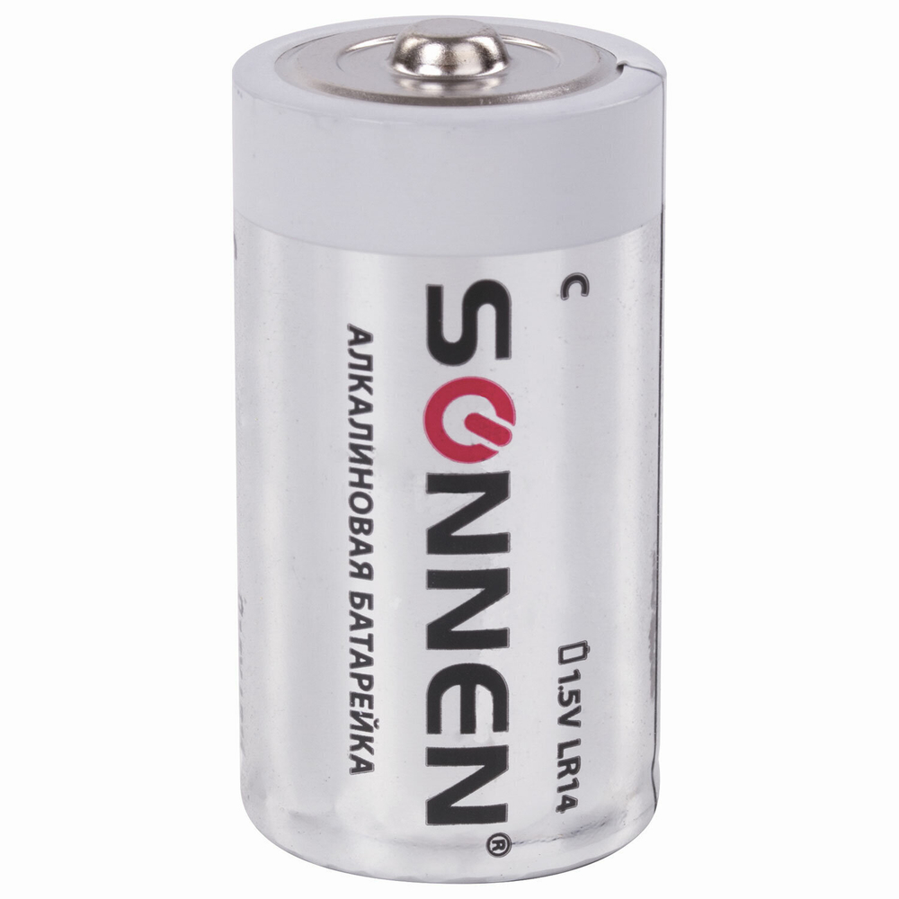 Батарейки комплект 2 шт. SONNEN Alkaline С (LR14 14А) алкалиновые блистер (6 штук в упаковке)