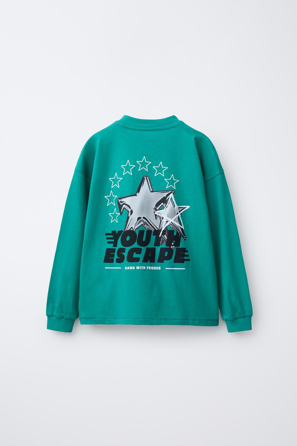 ZARA ФУТБОЛКА С РЕЛЬЕФНЫМ ПРИНТОМ, ЗЕЛЕНЫЙ